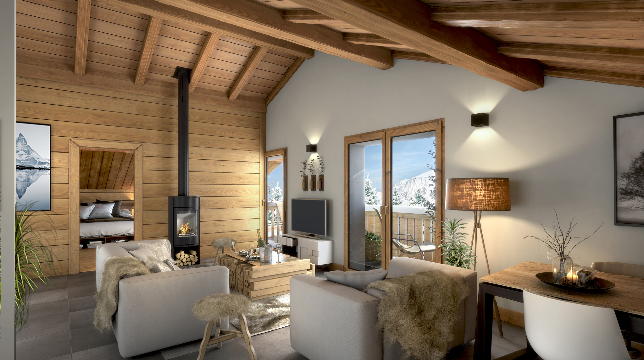 vente + coin montagne Programme Neuf Centre Combloux Agence